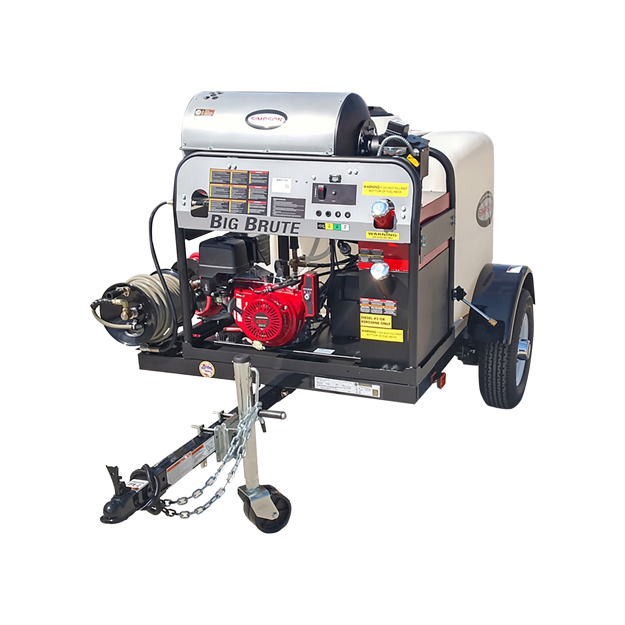 Simpson Mobile Trailer Hot Water Professional Gas Pressure Washer — 4000 PSI, 4.0 GPM, Honda GX390 Engine, Comet Triplex Plunger Pump, Model# 95005